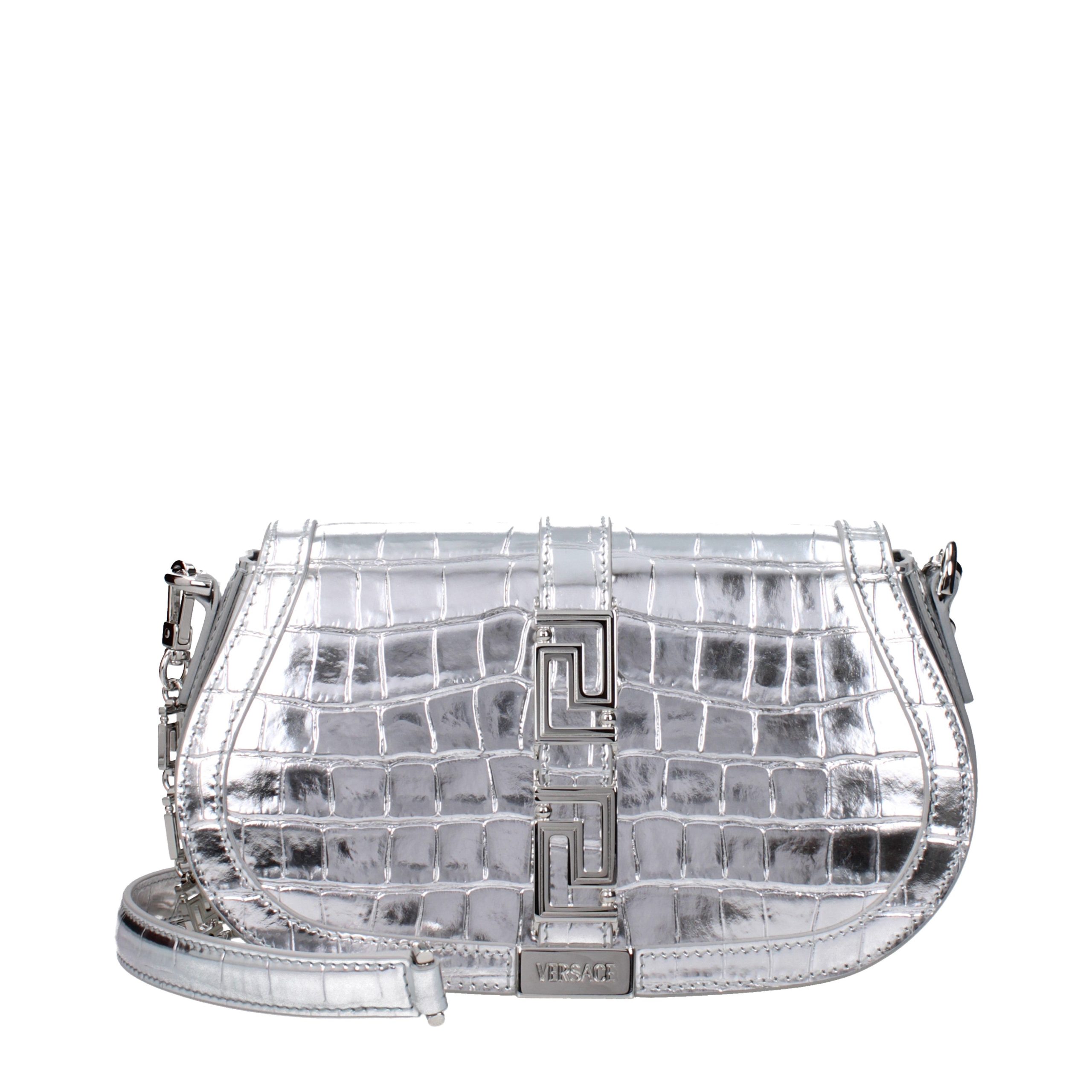 Gray Leather Shoulder Bag