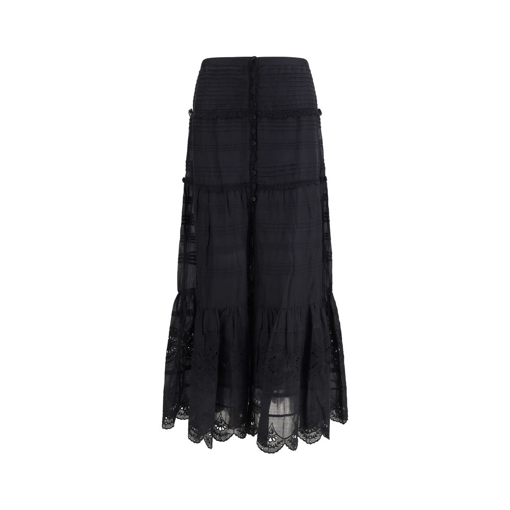 Black Viscose Long Skirt