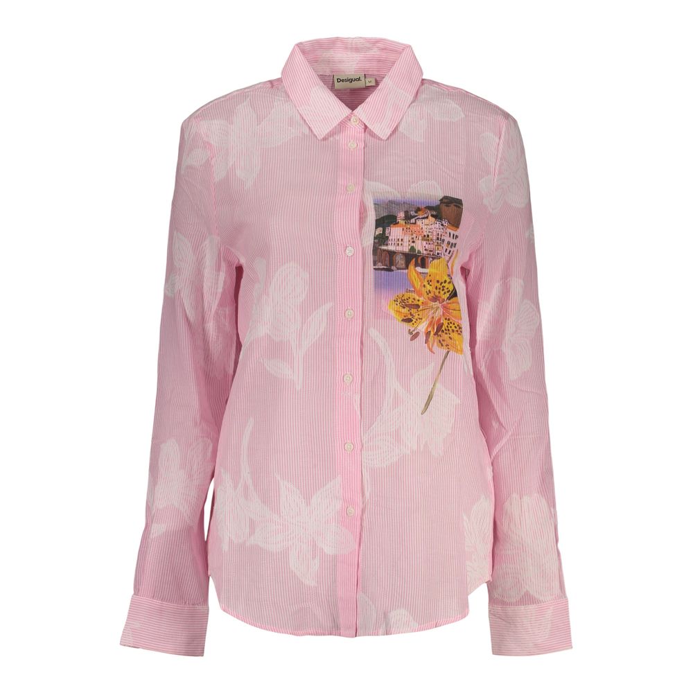 Pink Cotton Women Shirt