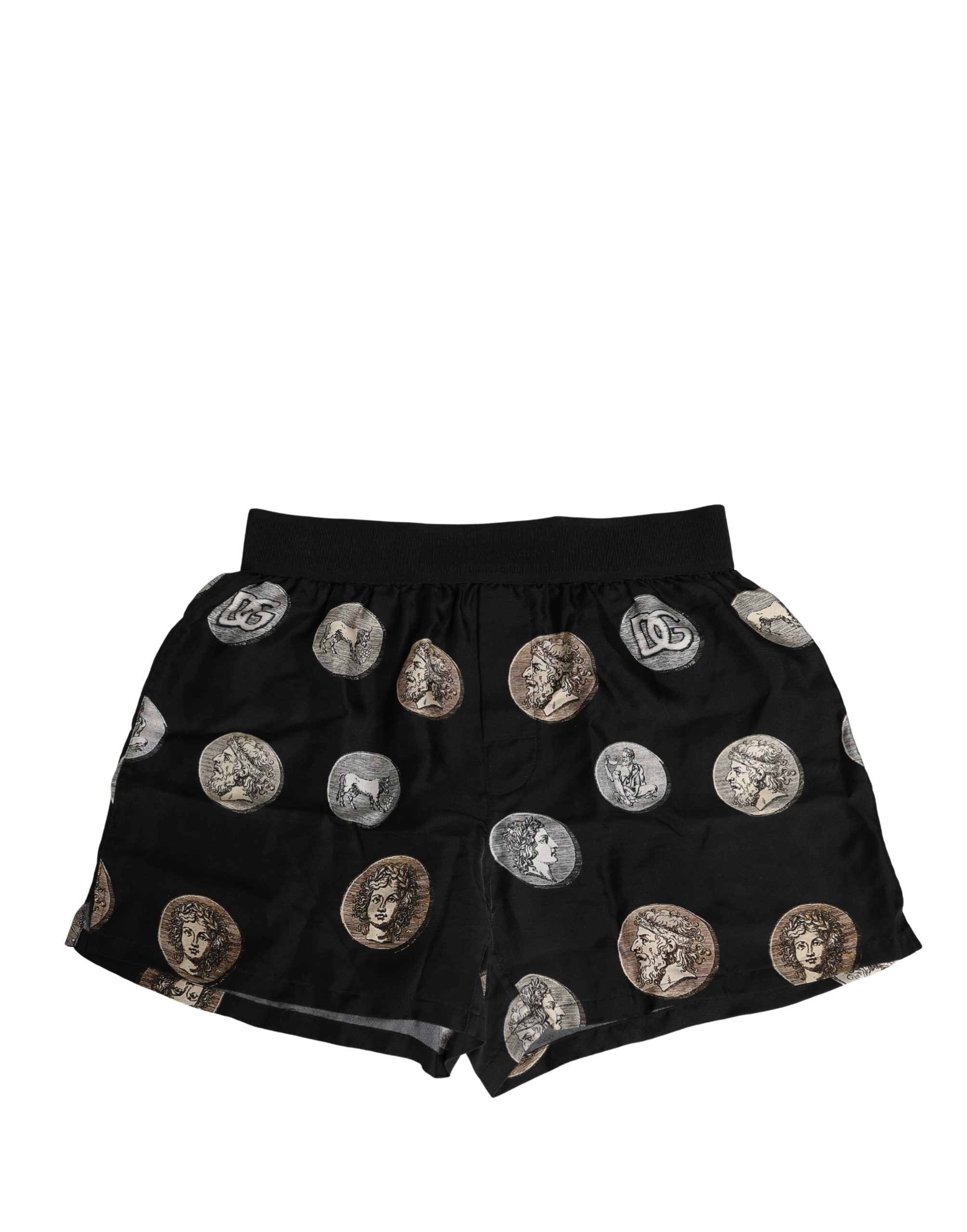 Black Ancient Coin Print Boxer Shorts Underwear