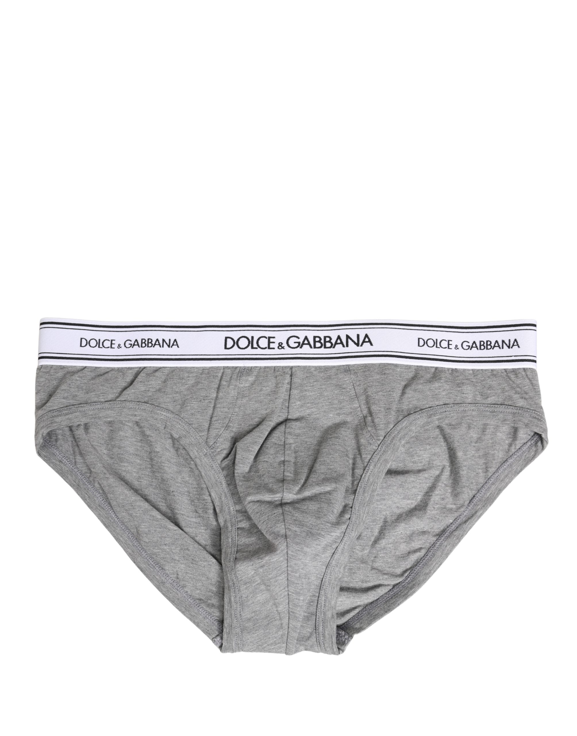 Gray Logo Waistband Men Midi Brief Underwear