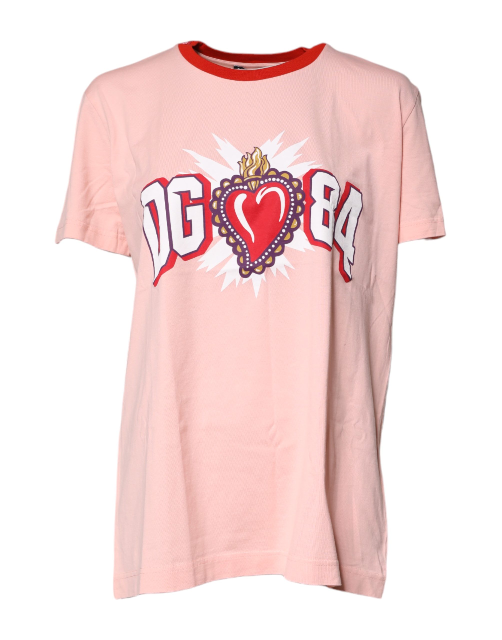 Pink DG 84 Sacred Heart Print Cotton T-shirt