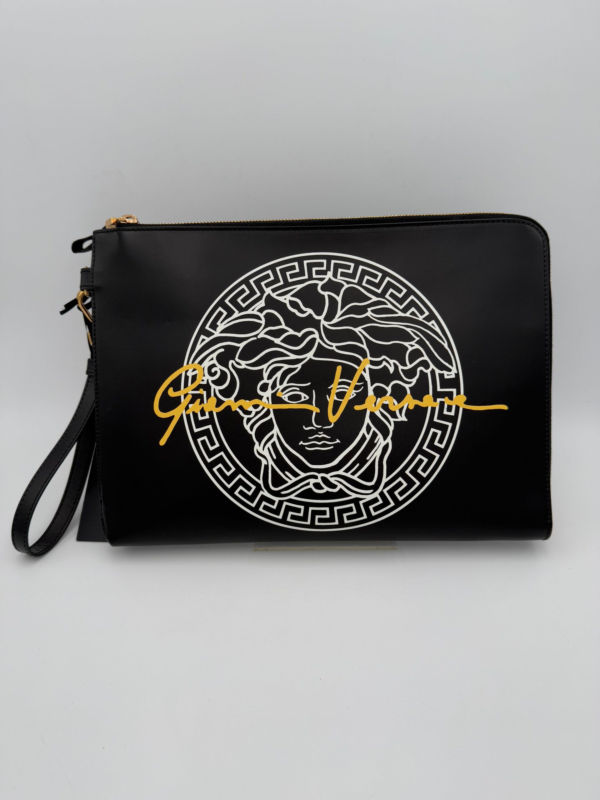 VERSACE LA MEDUSA Signature Leather Clutch