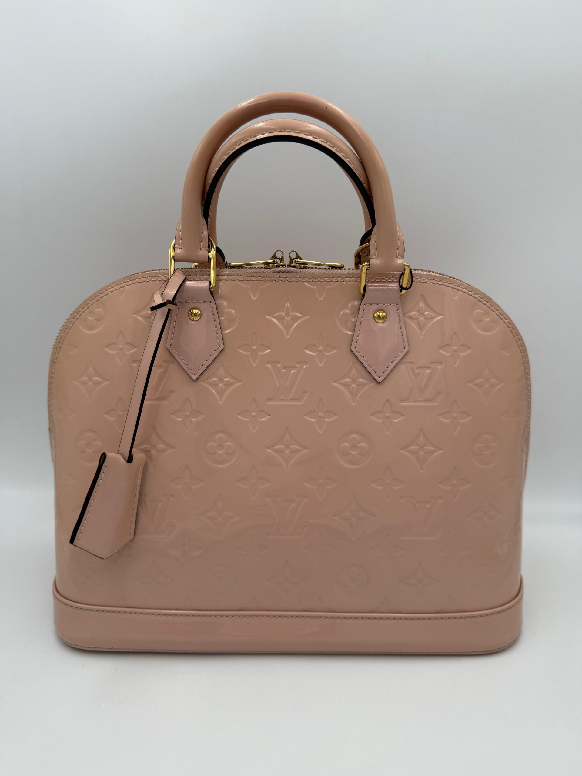 LOUIS VUITTON Alma MM Pink Patent Monogram Handbag