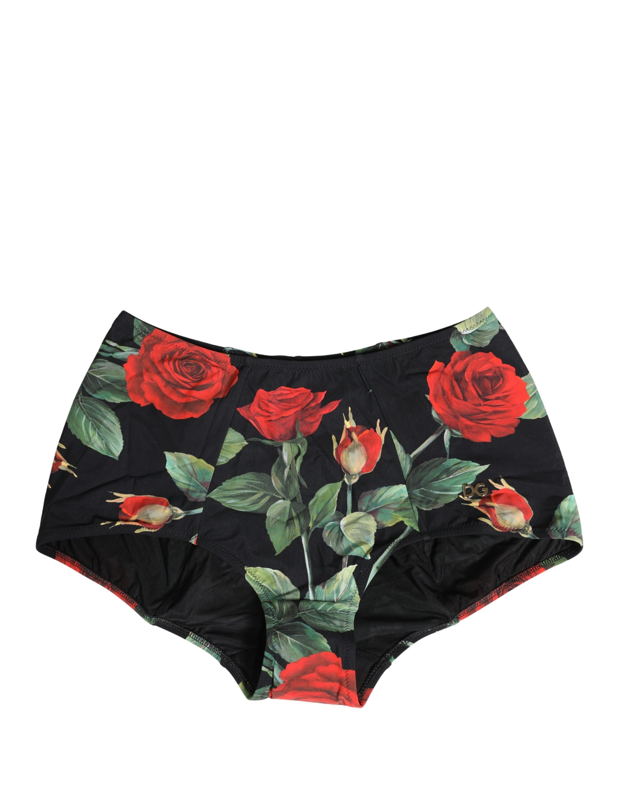 Black Rose Print High Waisted Girdle Underwear