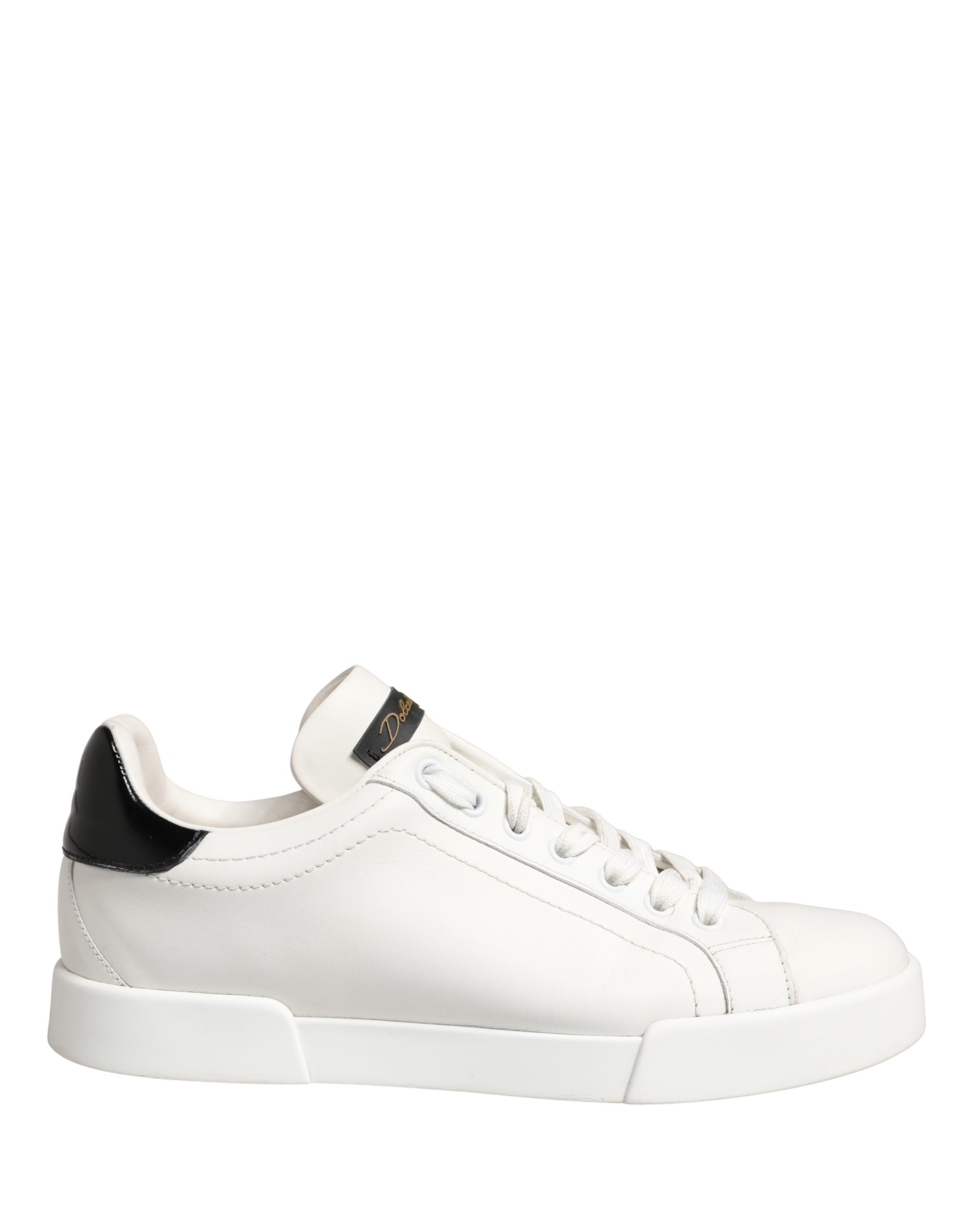 White Black Portofino Leather Sneakers Shoes
