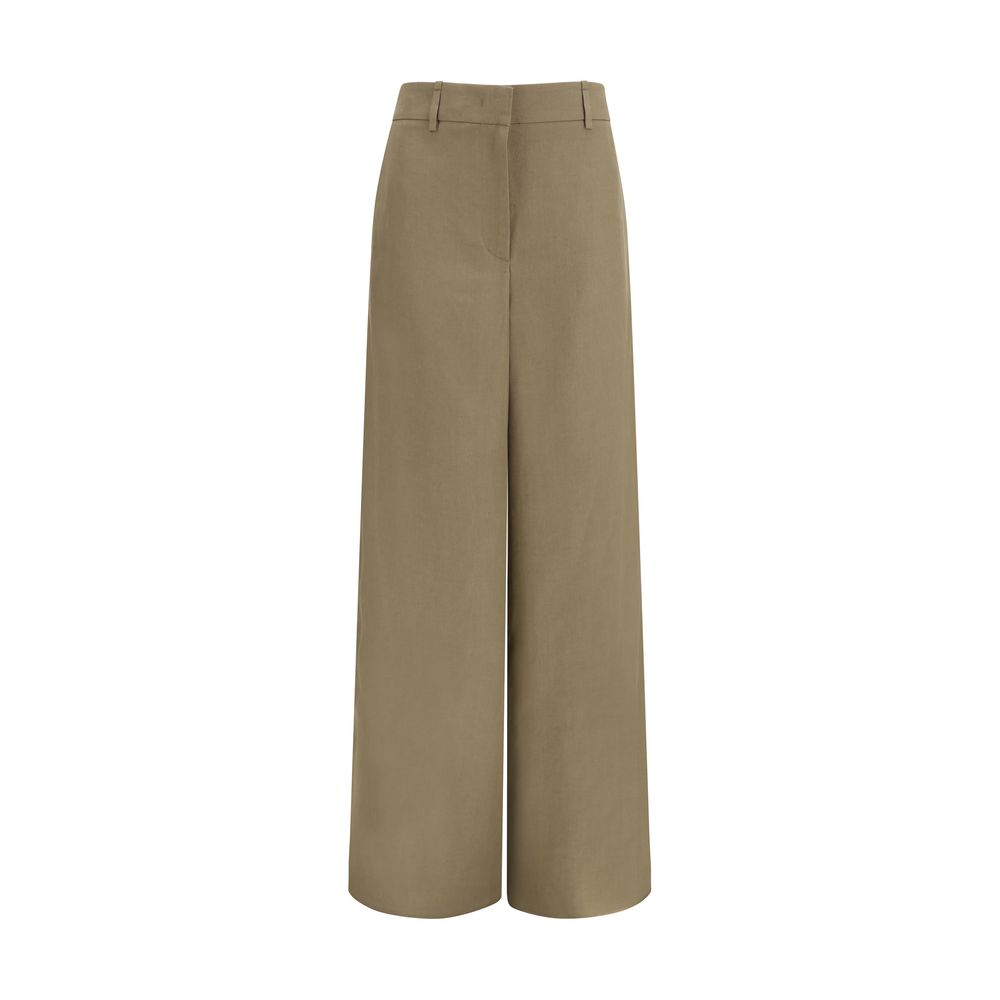 Beige Linen Casual Pants