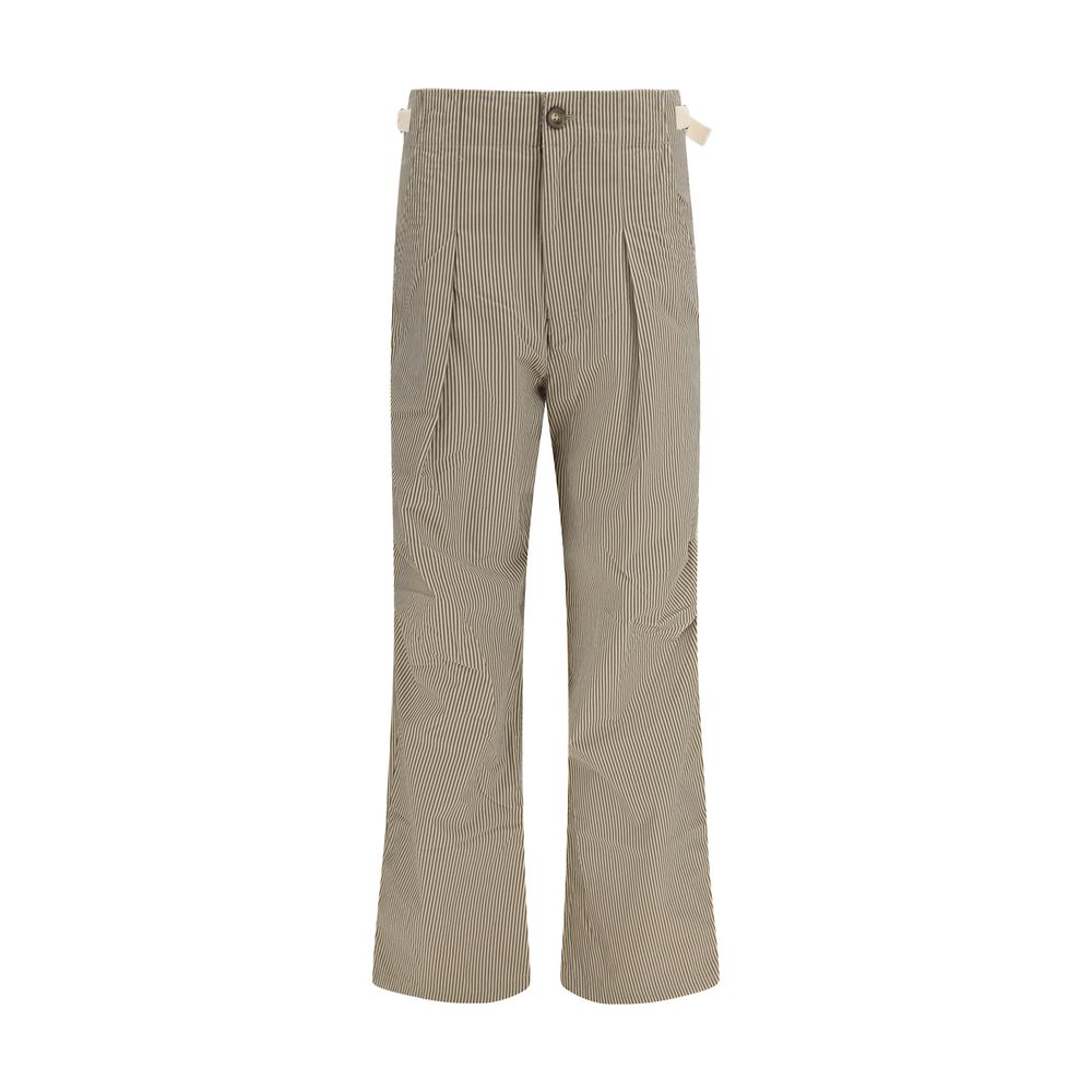 Beige Cotton Casual Pants