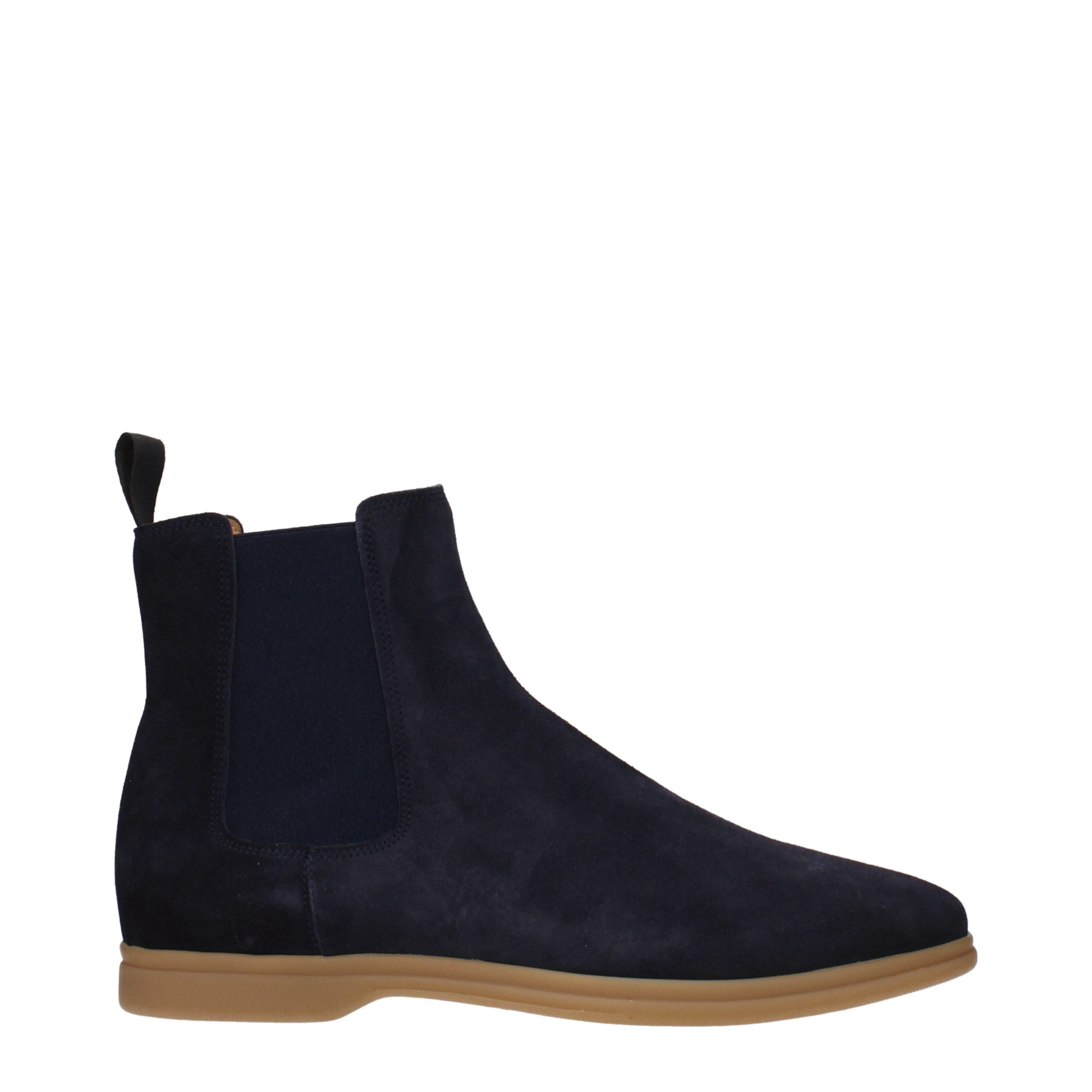 Blue Leather Ankle Boots