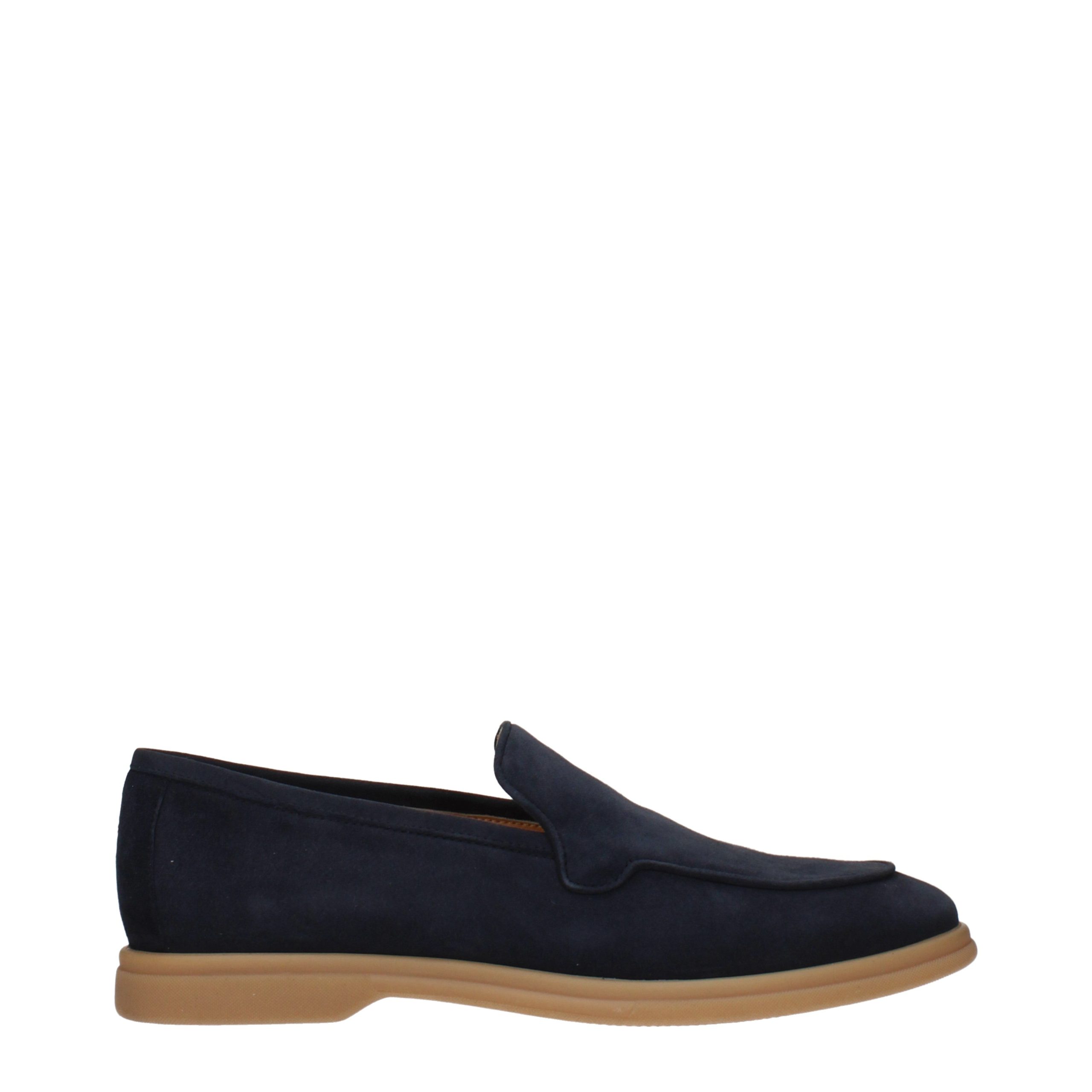 Blue Leather Slip-On Loafers