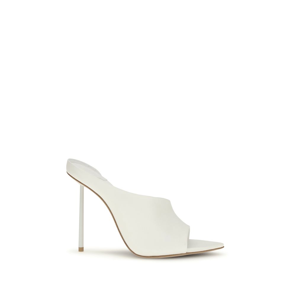White Calf Leather Bos Taurus Stiletto Heel Sandals