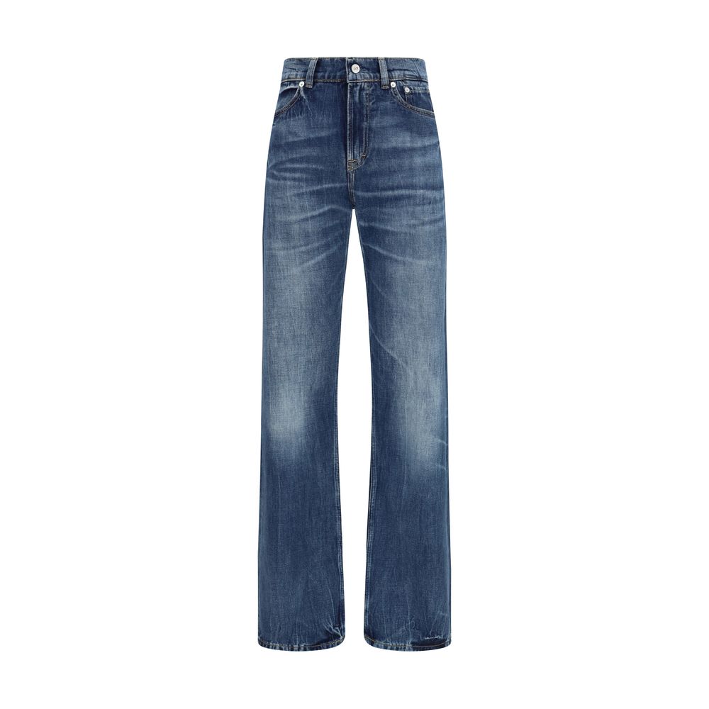 Blue Cotton Bootcut Jeans