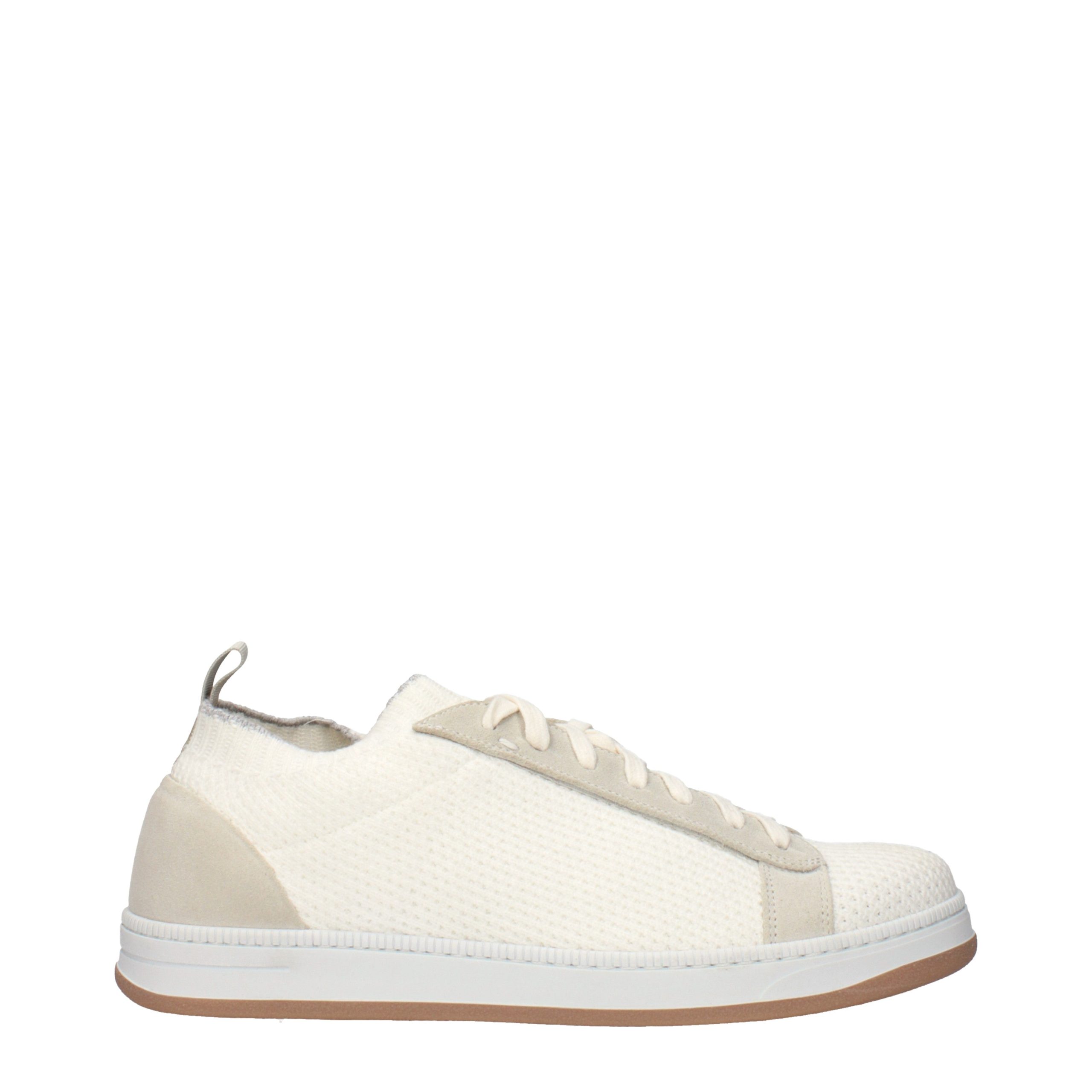 White Fabric Low Top Sneakers
