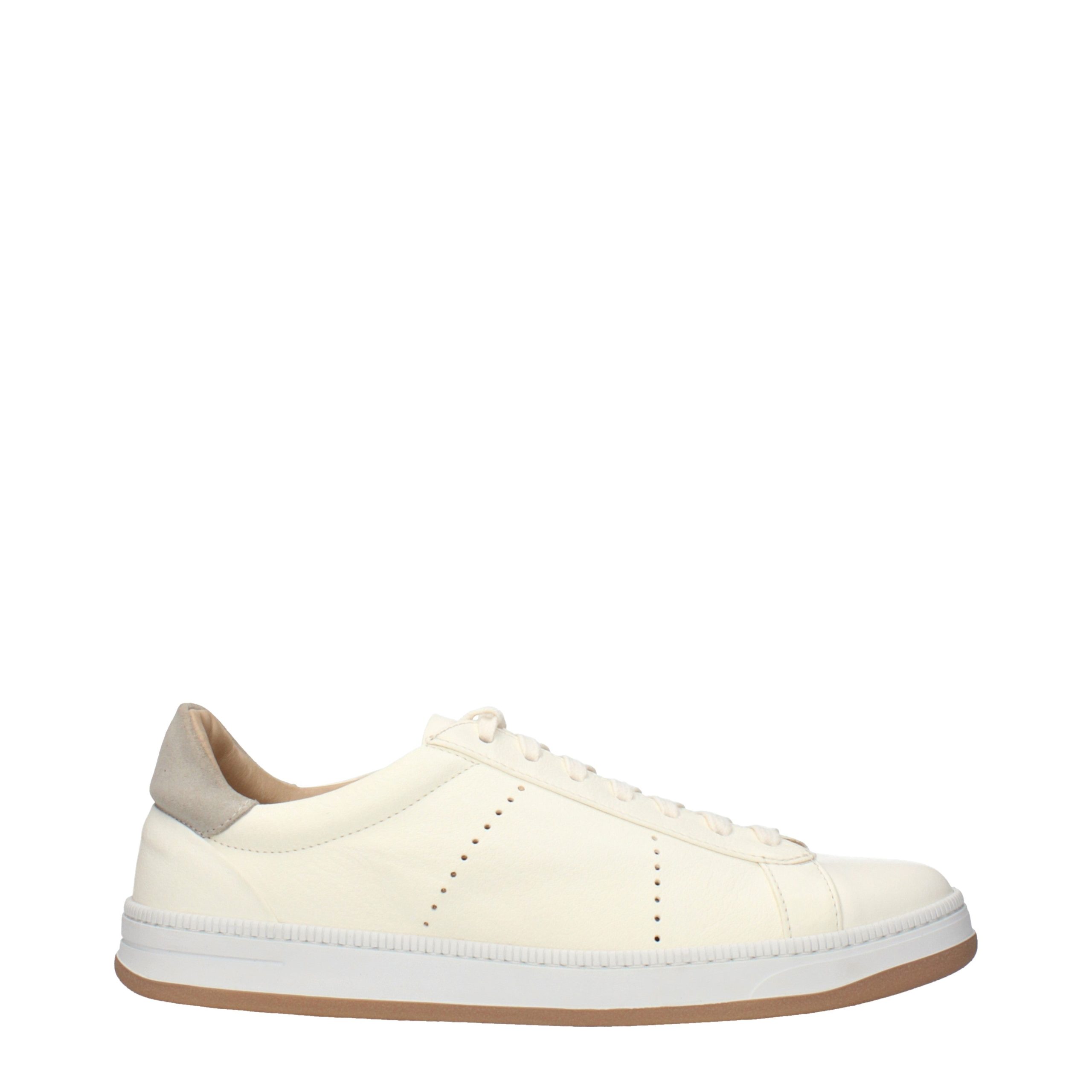 Beige Leather Low Top Sneakers