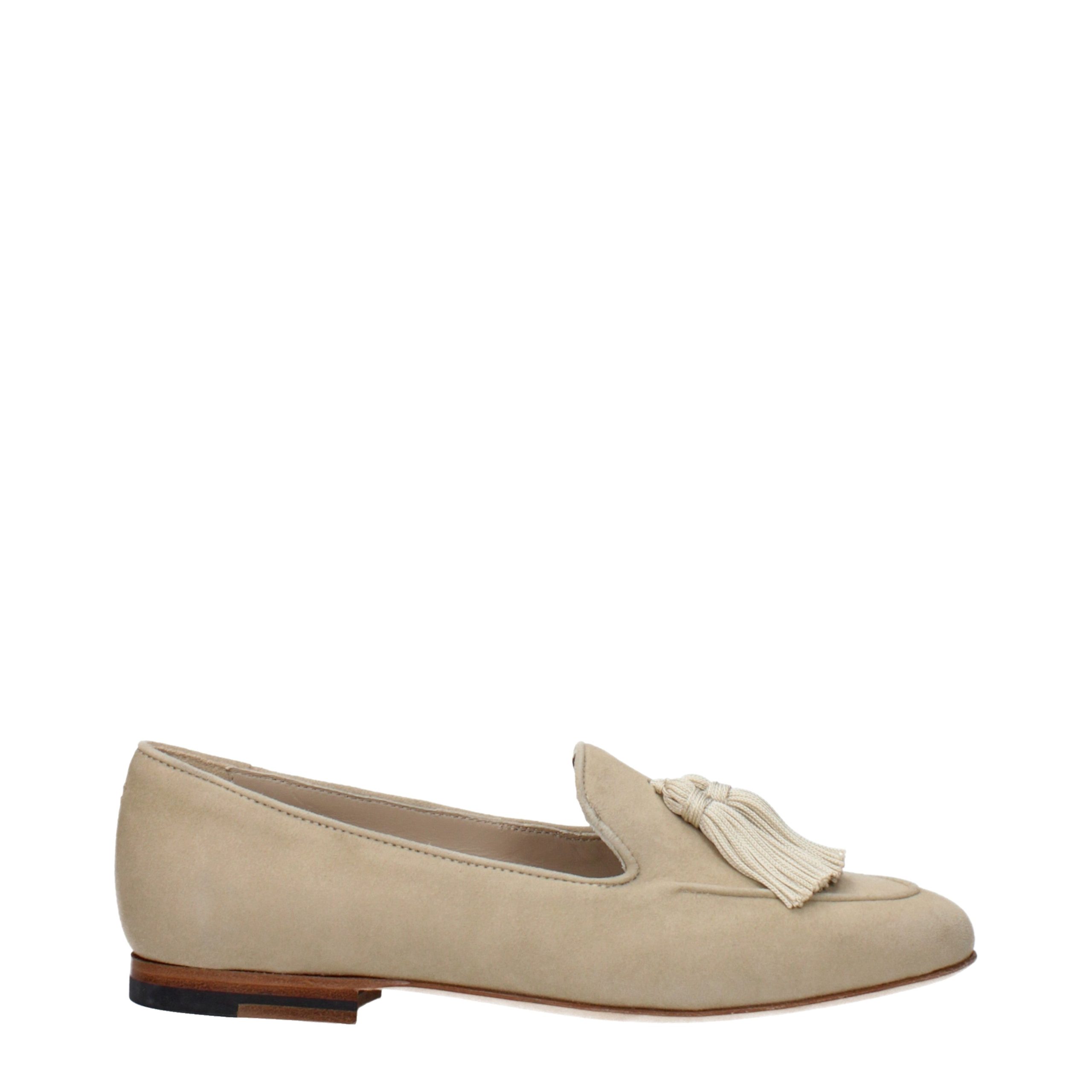 Beige Leather Slip-On Loafers