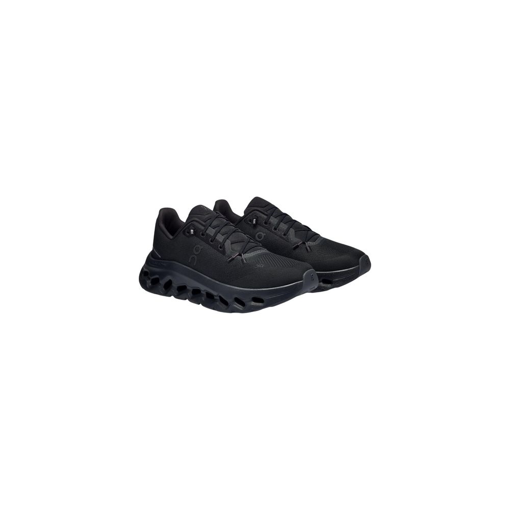 Black Polyester Athletic Sneakers