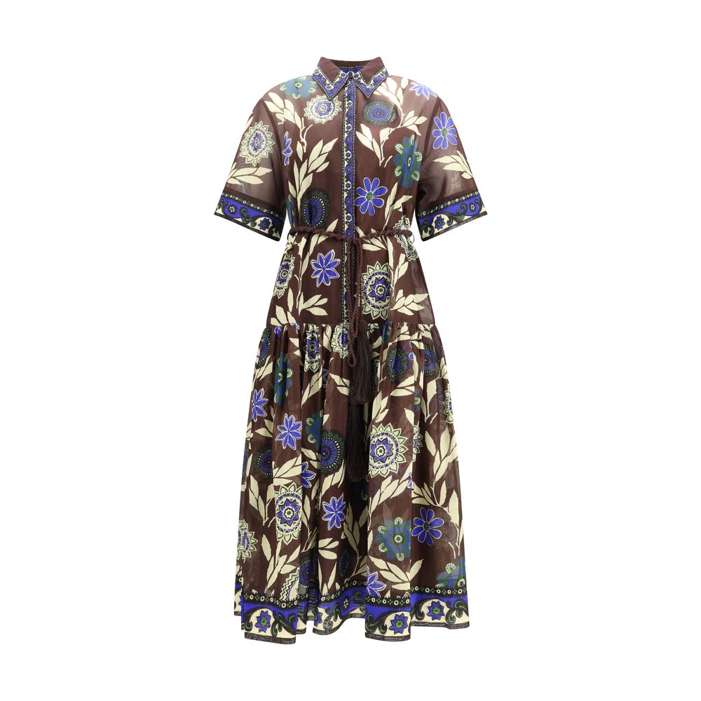 Brown Cotton Casual Dress