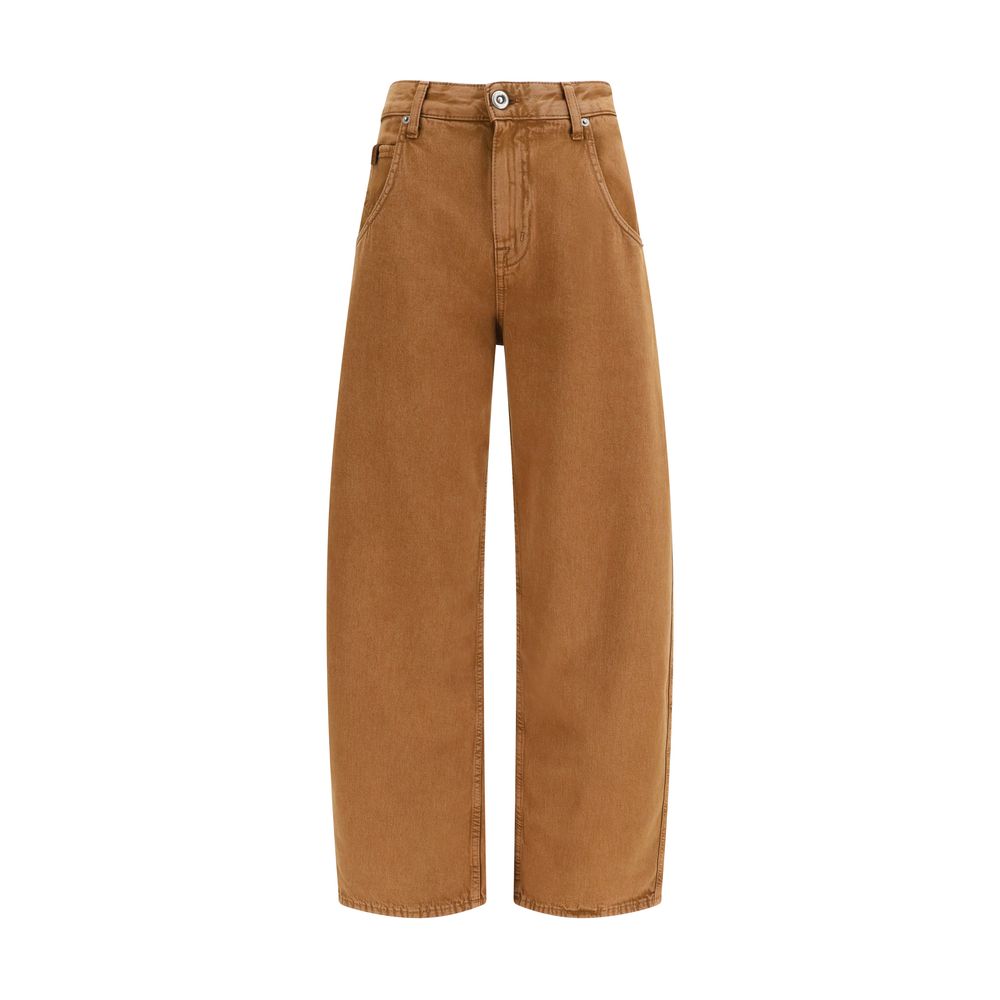 Brown Cotton Relaxed Fit Jeans
