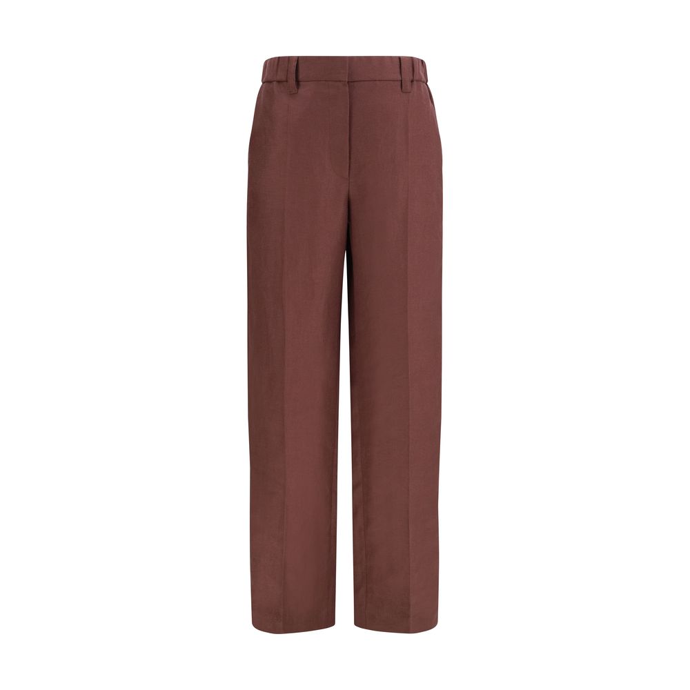 Brown Linen Casual Pants