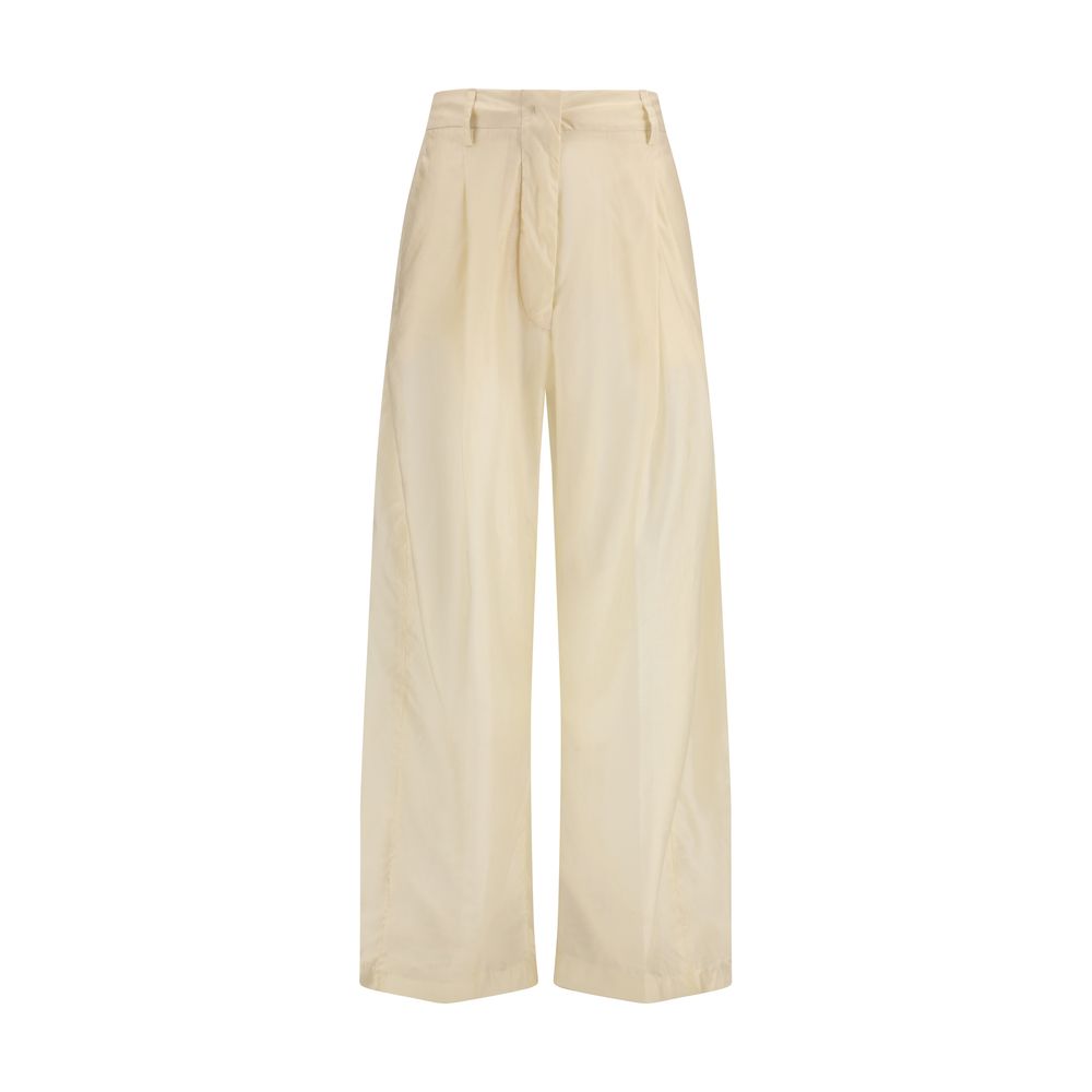 Beige Cotton Casual Pants