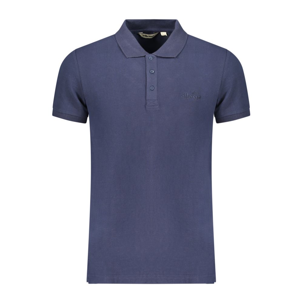 Blue Cotton Men Polo Shirt