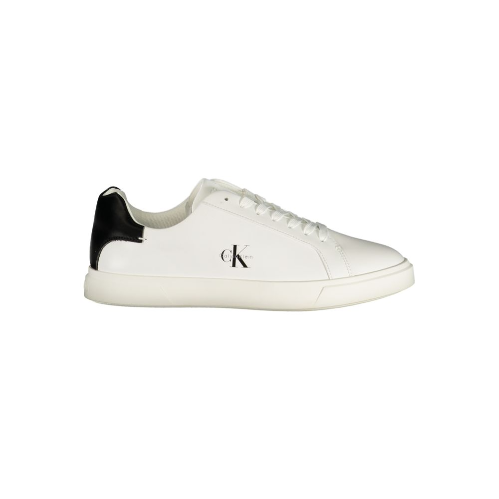 White Polyester Athletic Sneakers