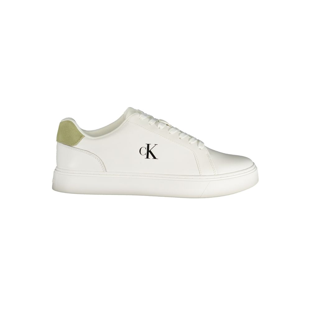 White Polyester Athletic Sneakers
