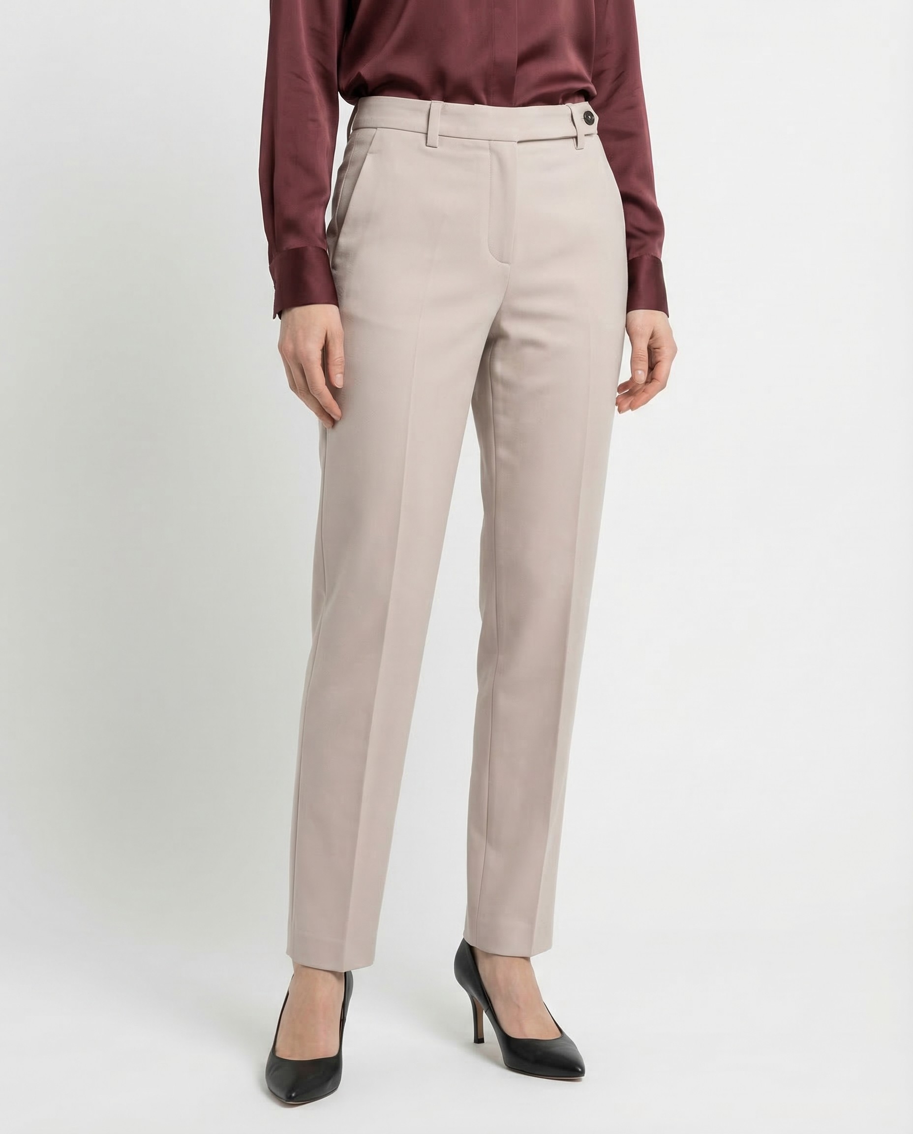 Beige Cotton Dress Pants