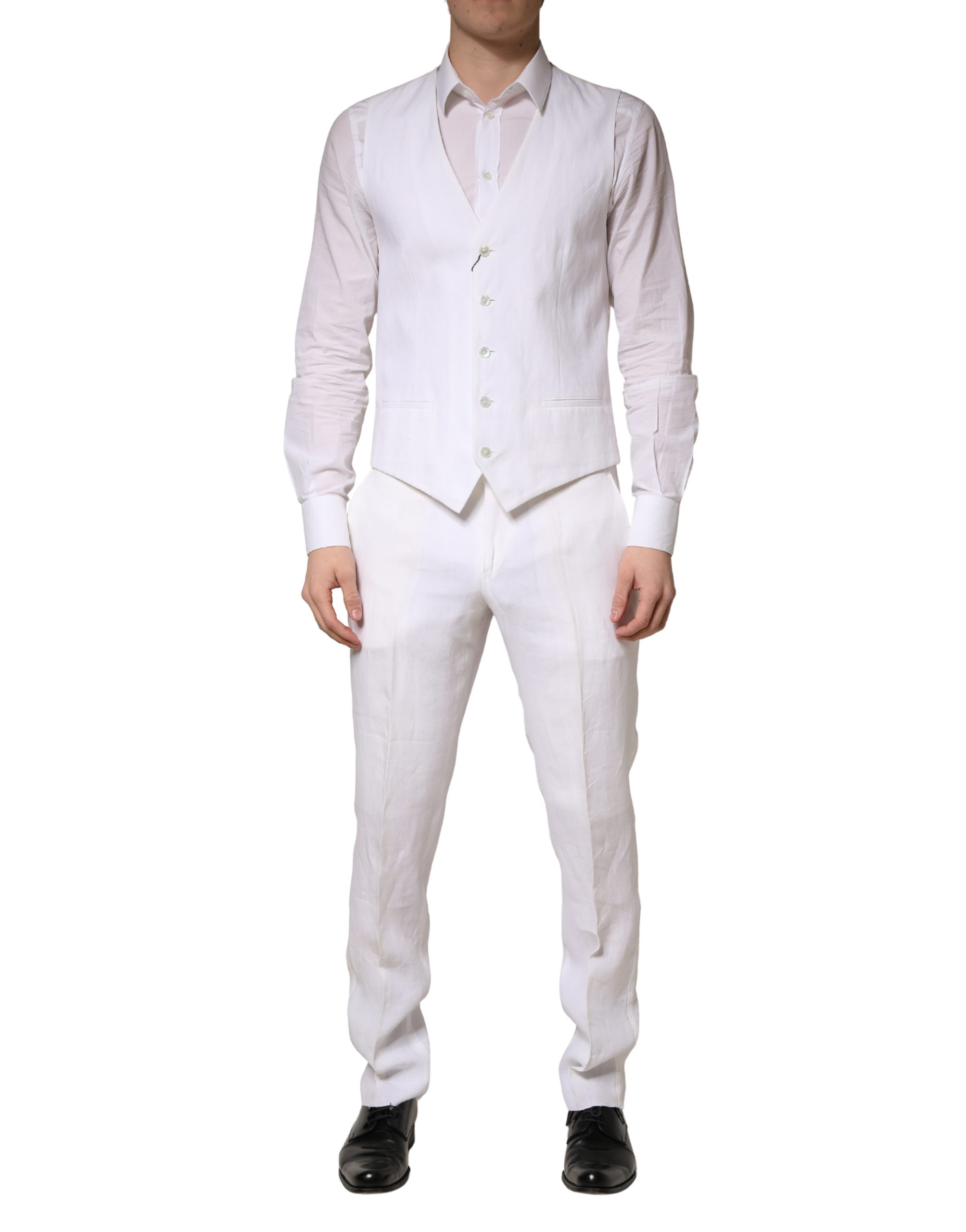 White SARTORIA Linen 2 Piece Men Formal Suit