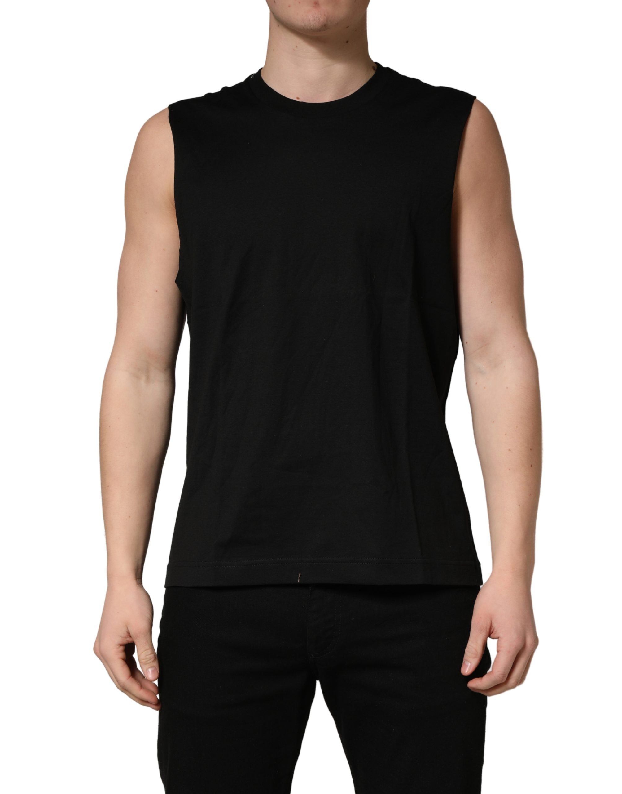 Black Crew Neck Sleeveless Tank Top T-shirt
