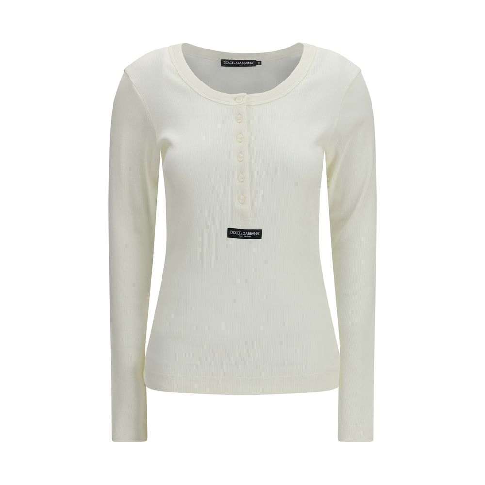 Beige Cotton Long Sleeve T-Shirt