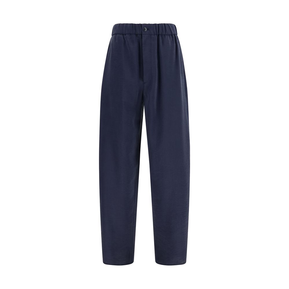 Blue Silk Casual Pants
