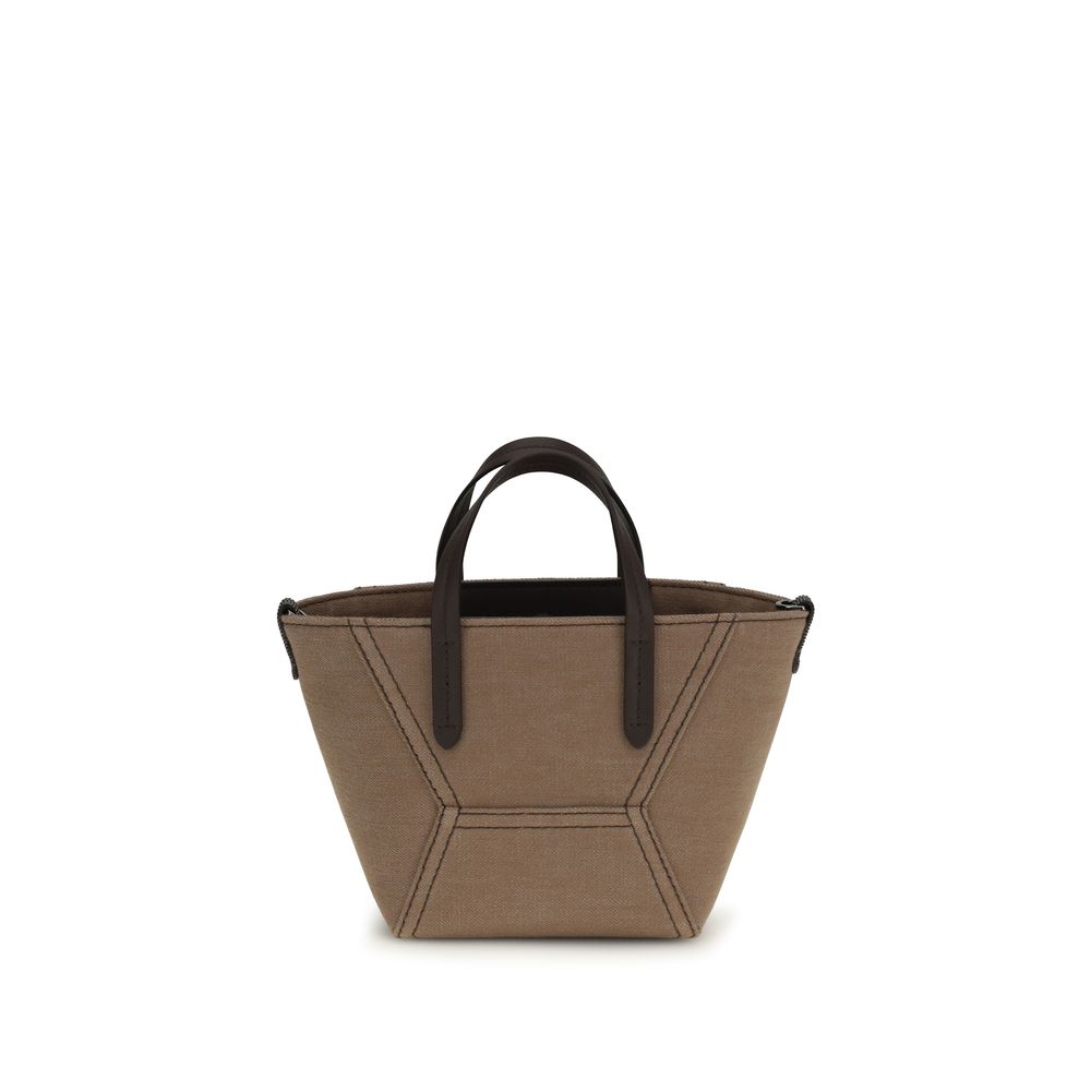 Beige Fabric Shoulder Bag