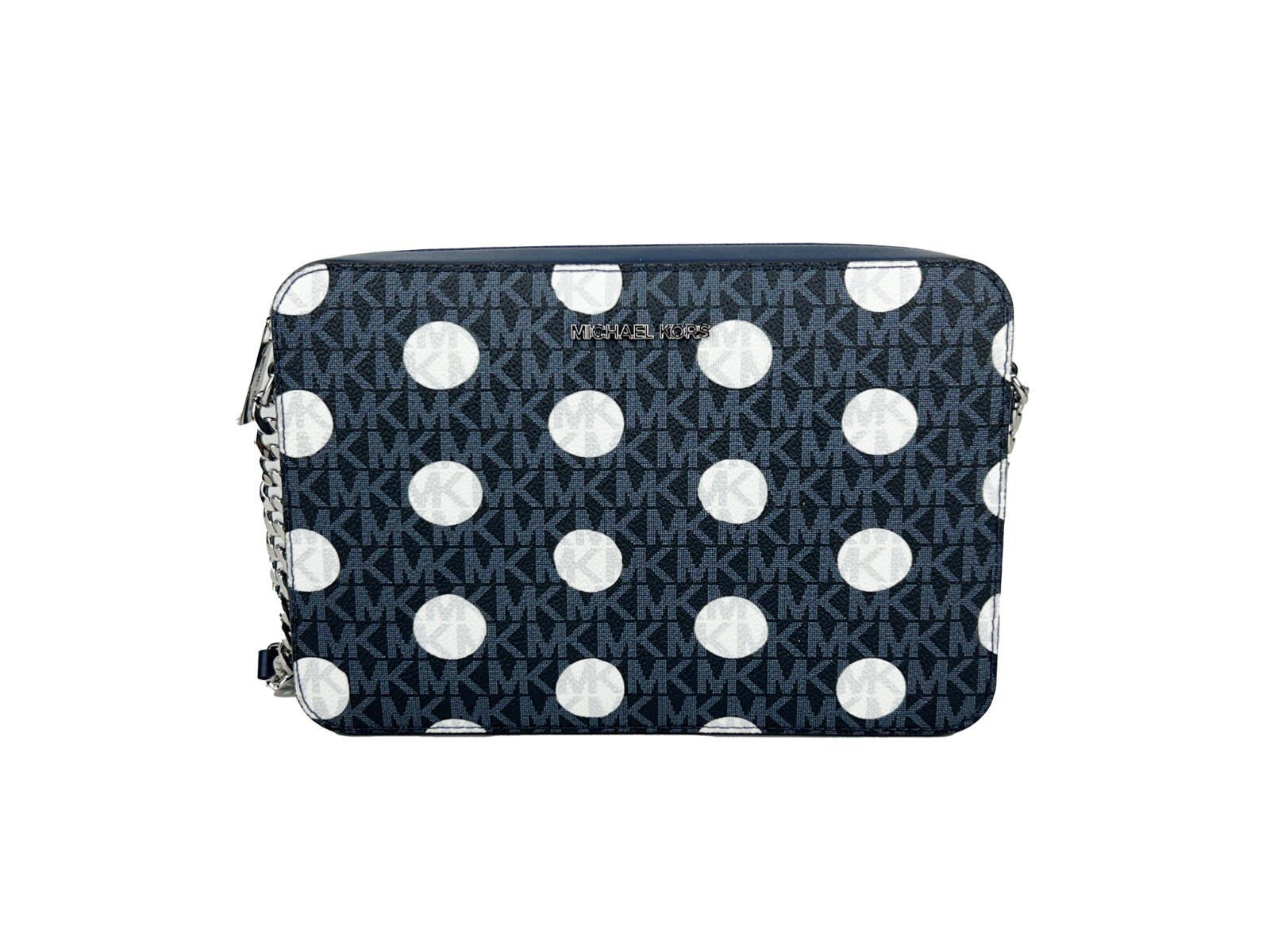 Michael Kors Women'S Jet Set Large Polka Dot Signature Logo Crossbody Bag (Navy) 35S5STTC3O-414