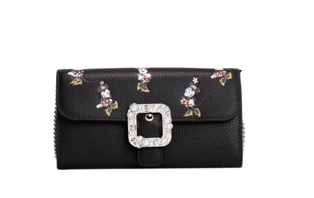 Kate Spade X Disney Black Leather Minnie Mouse Wallet Crossbody Bag