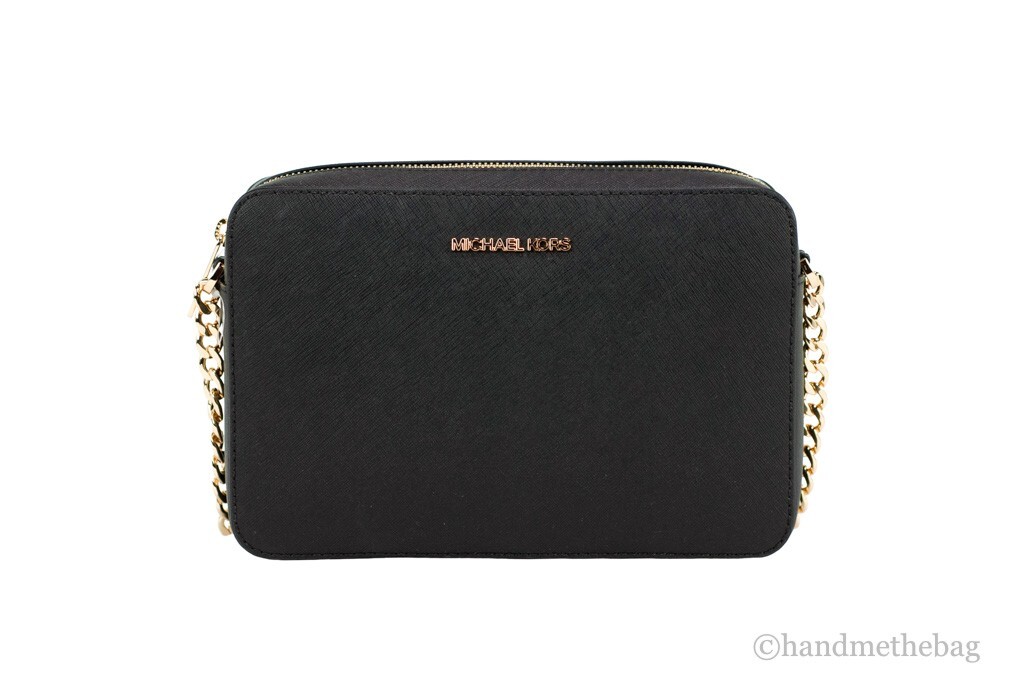 Michael Kors Women'S Top Zip Closure Saffiano Leather Crossbody Bag, Black