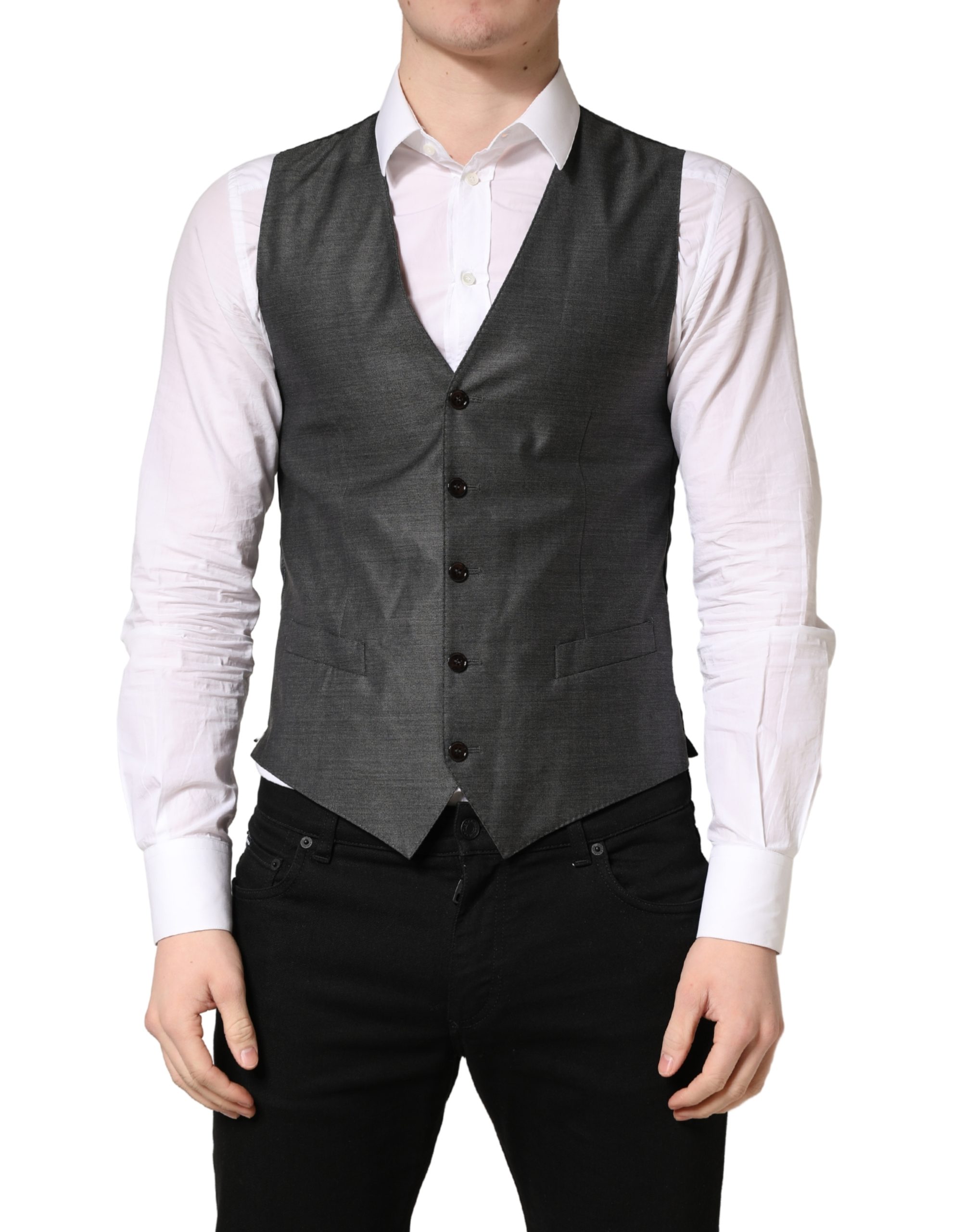 Dark Gray Wool Dress Formal Waistcoat Vest