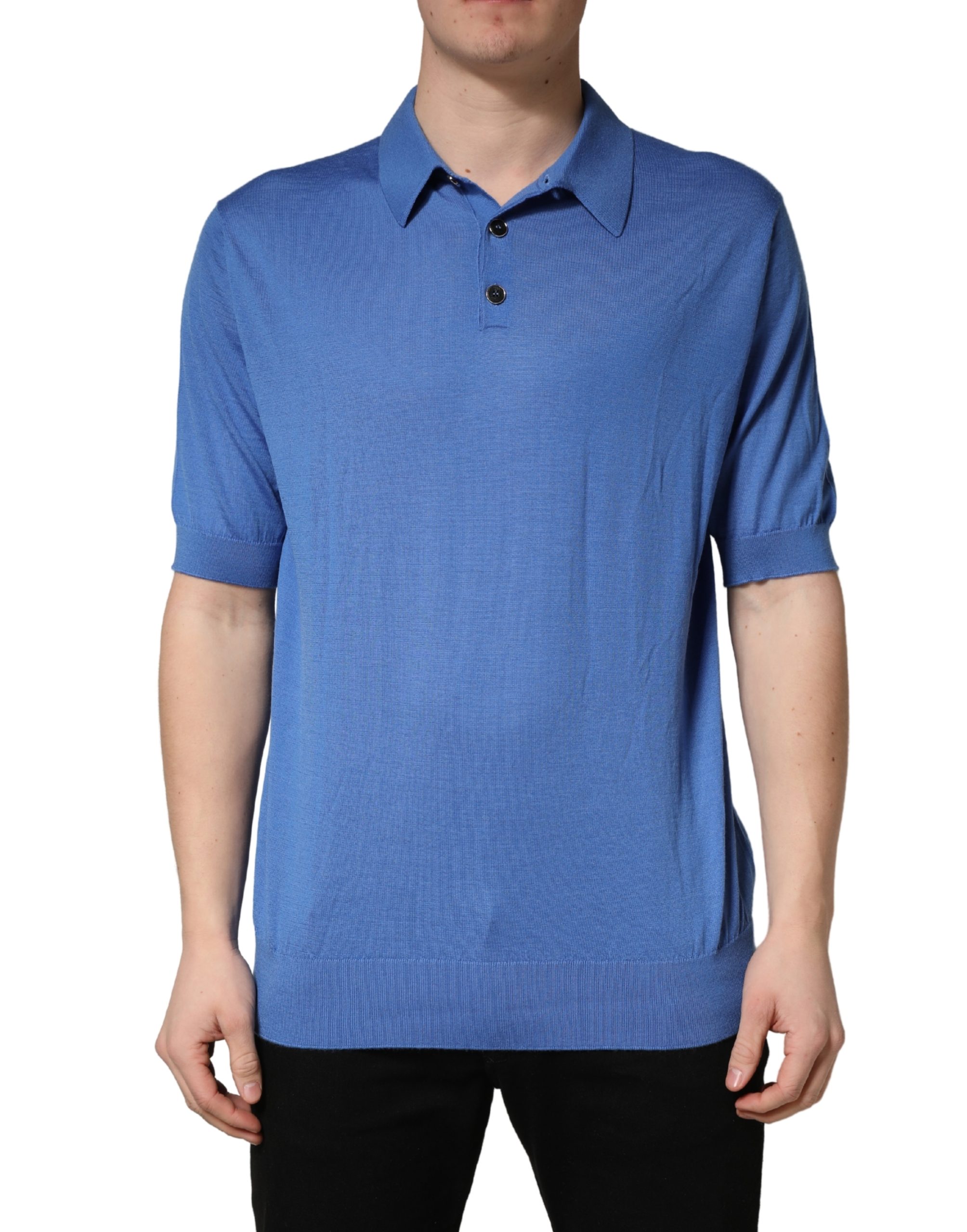 Blue Cashmere Short Sleeves Polo  T-shirt