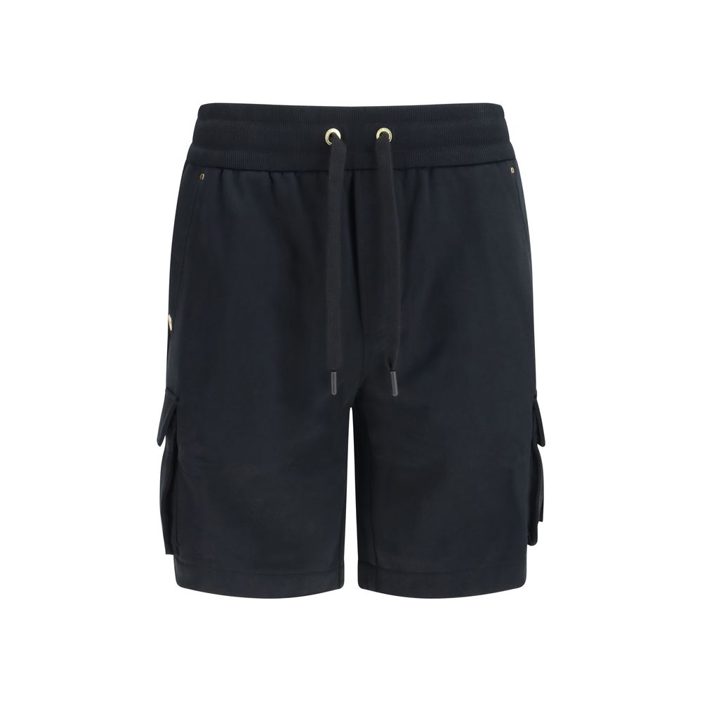 Black Cotton Bermuda Shorts