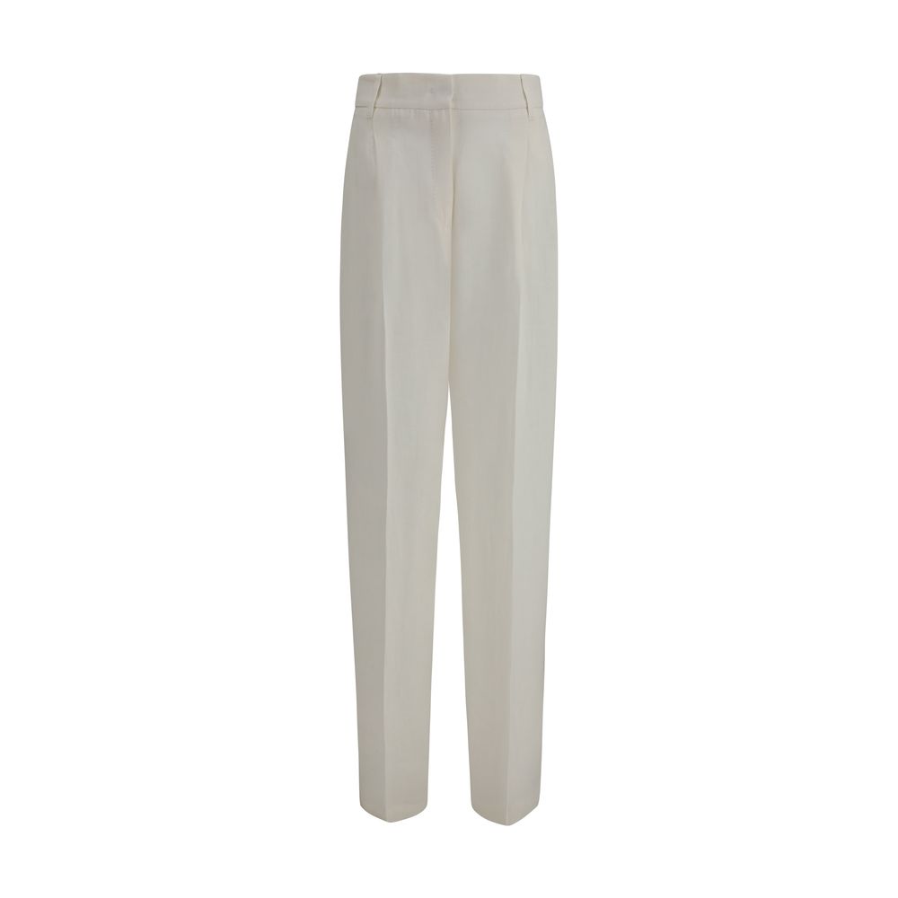 White Linen Casual Pants