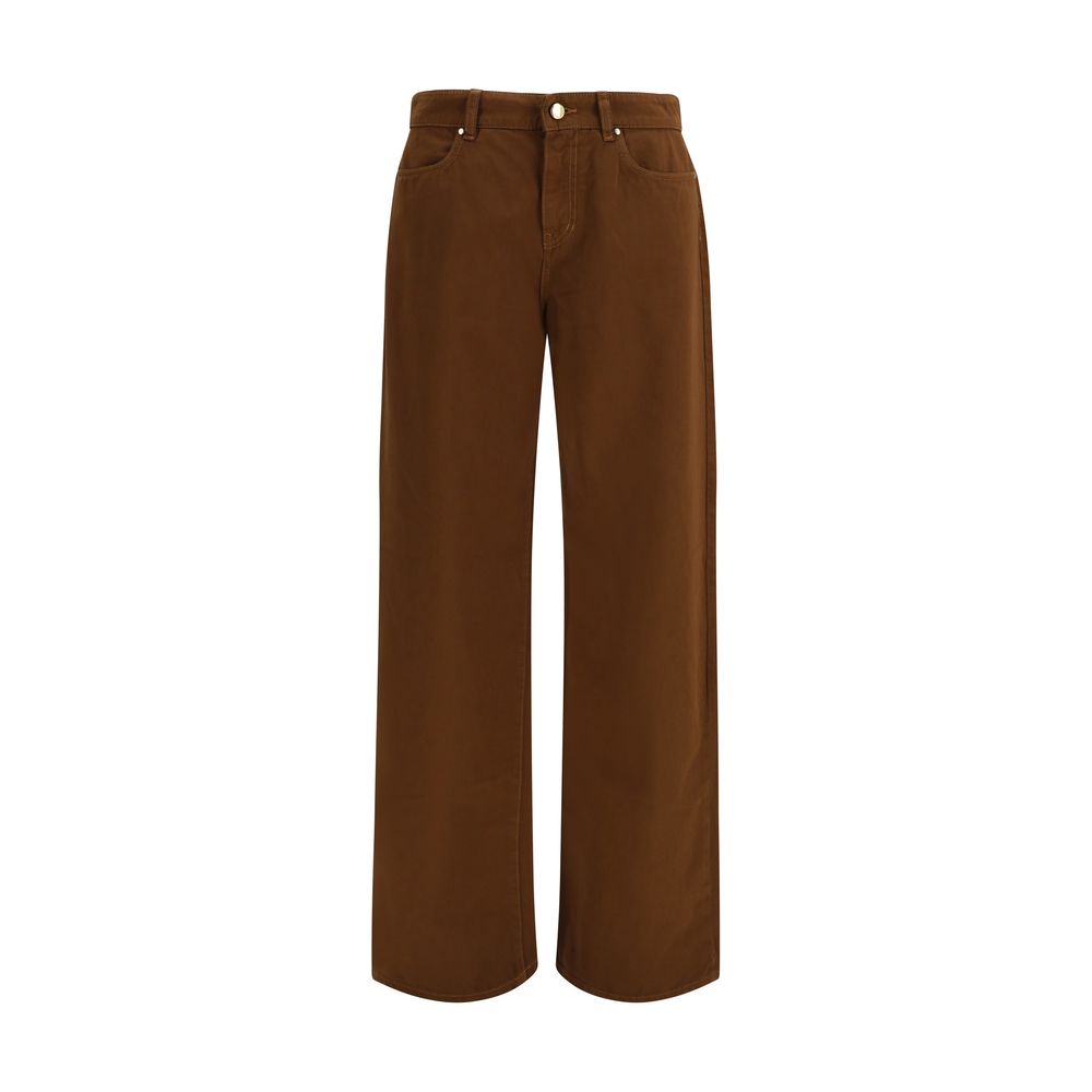 Brown Cotton Casual Pants