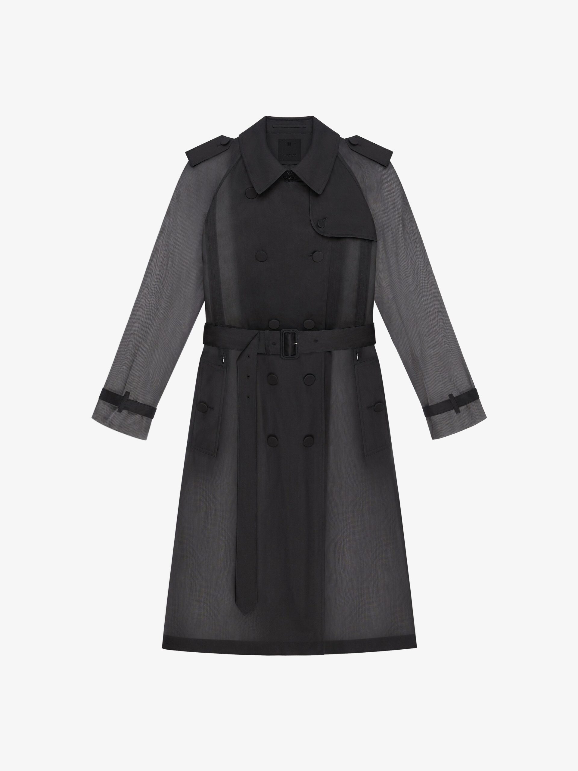Black Fibres Trench Coat