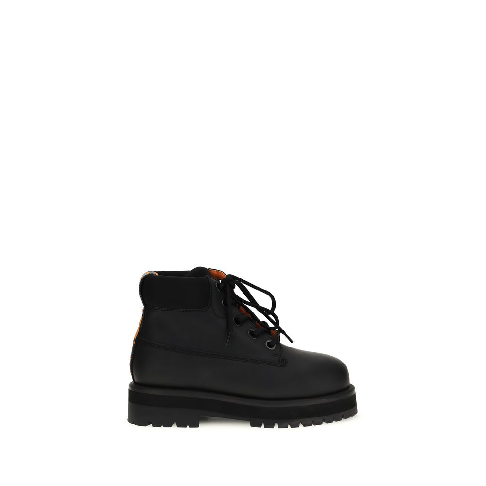 Black Calf Leather Bos Taurus Lace-Up Boots