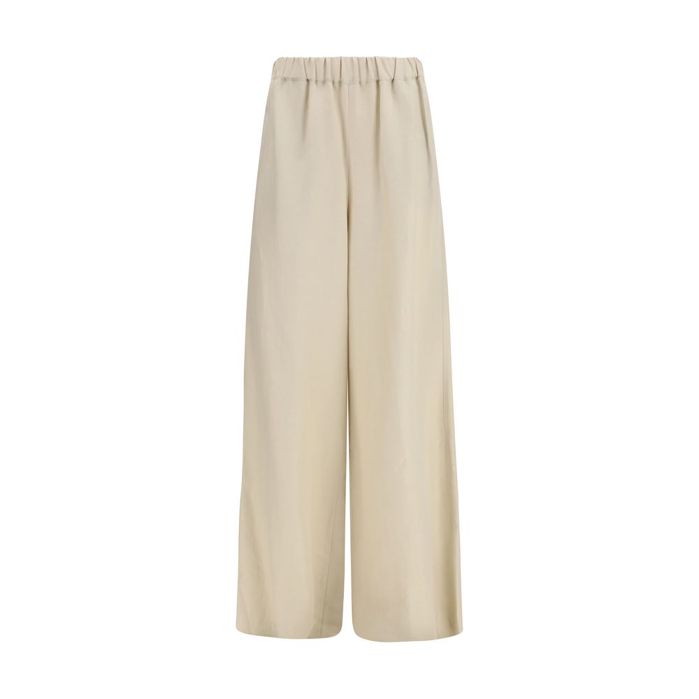 Beige Linen Casual Pants