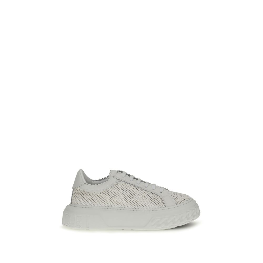 White Calf Leather Bos Taurus Chunky Sneakers
