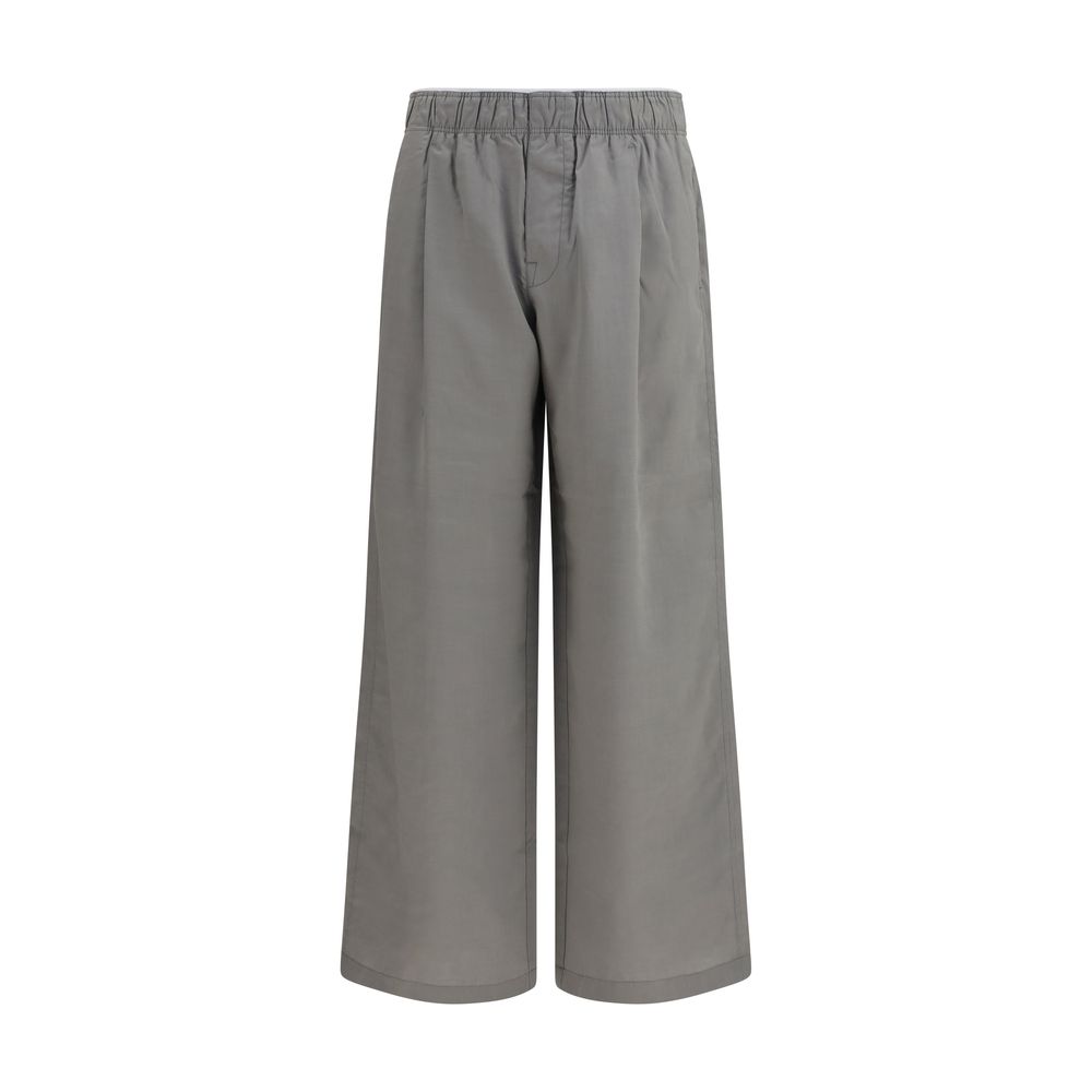 Gray Viscose Casual Pants