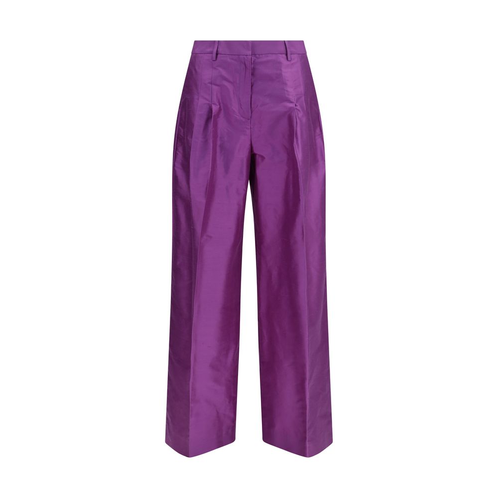 Purple Silk Casual Pants