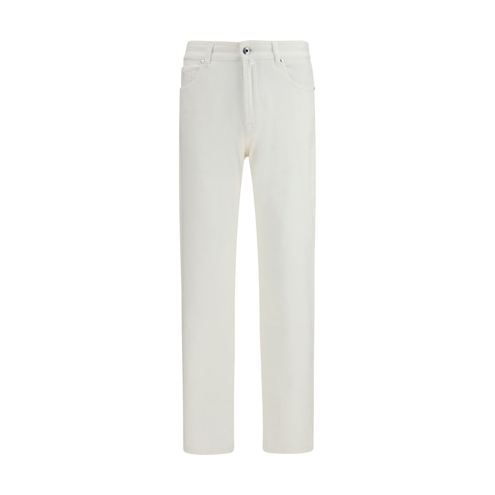 White Cotton Straight-Leg Jeans