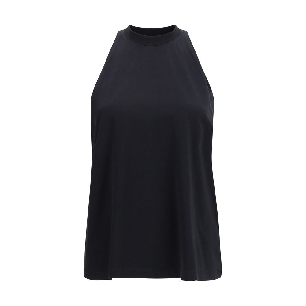 Black Cotton Sleeveles T-Shirt