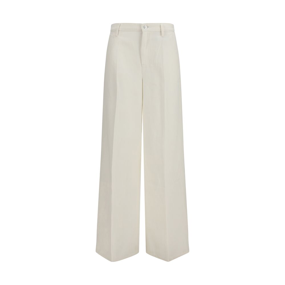 White Cotton Casual Pants